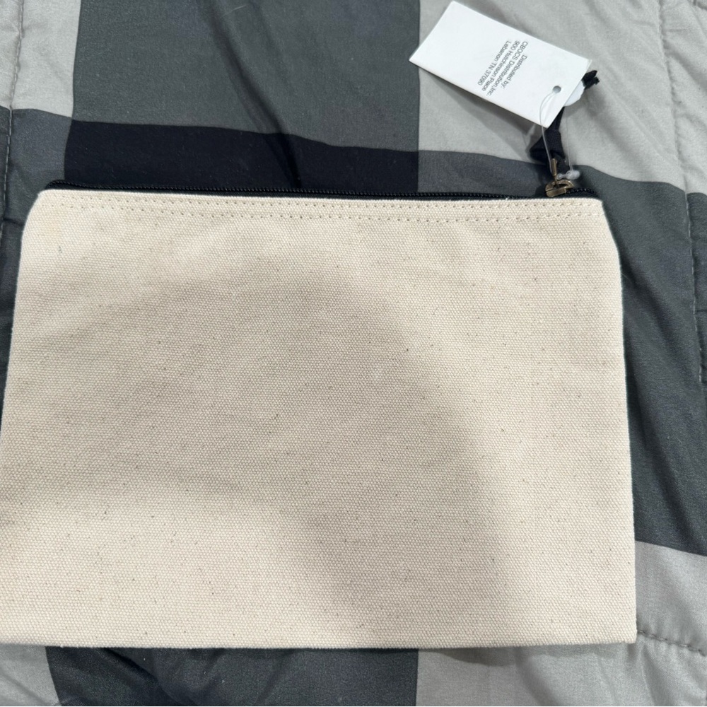 Canvas Makeup Pouch with Inspirational Quote - Cream - Picture 2 of 3